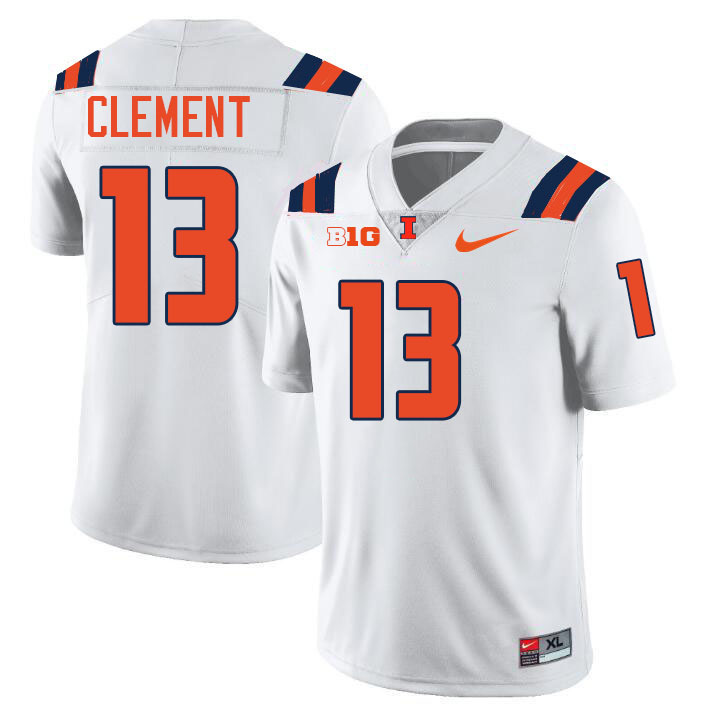 #13 Hudson Clement Illinois Fighting Illini Football Jersey,Uniforms-White #13 Hudson Clement Illinois Fighting Illini Football Jersey,Uniforms-White